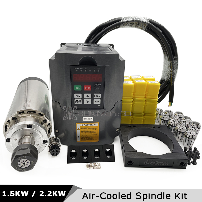 Air Cooled 1.5Kw Spindle Motor Inverter 110V - 2.2KW 1.5KW Kit Motor Spindle CNC